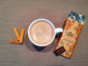 healthy orange and cinnamon hot chocolate