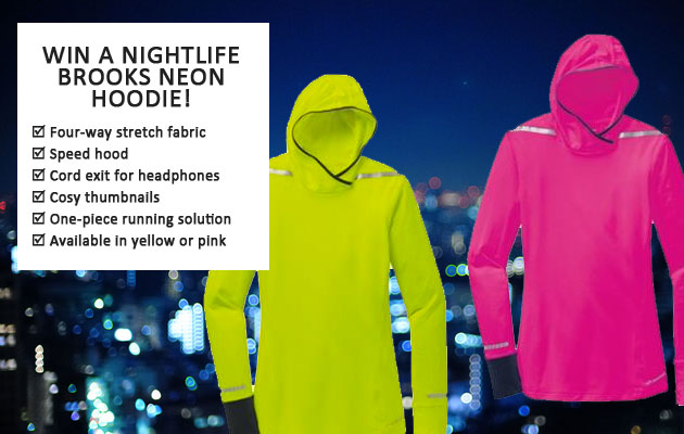 win a brooks nightlife running hoodie