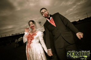 zombie evacuation - bride and groom