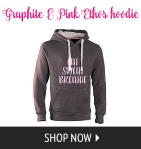 EatSweatBreathe hoodie - grey and pink