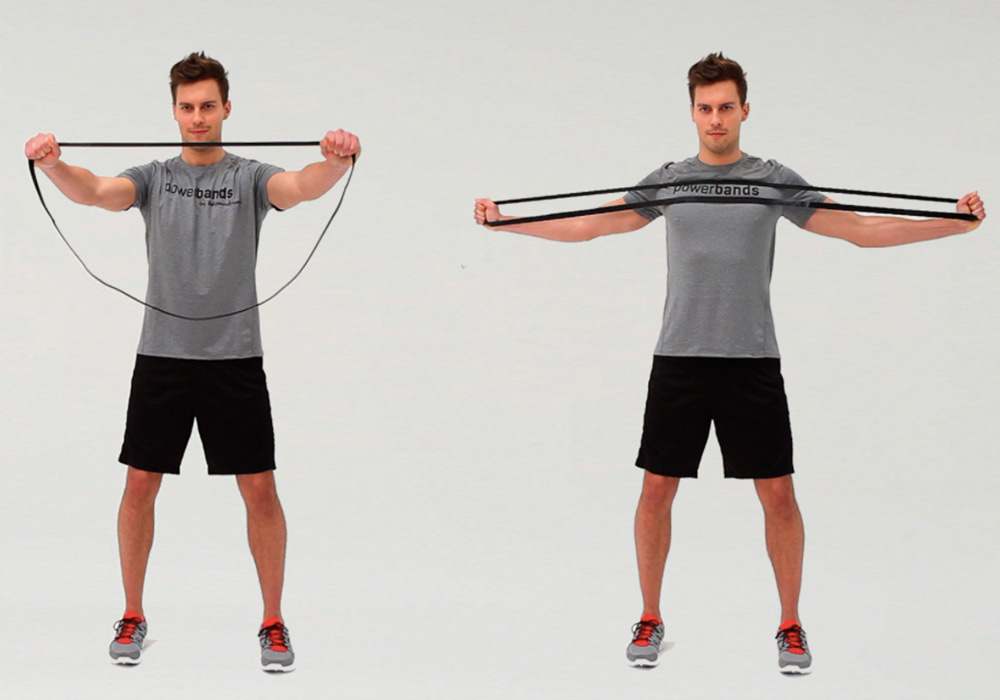 Powerband full body workout - chest stretch