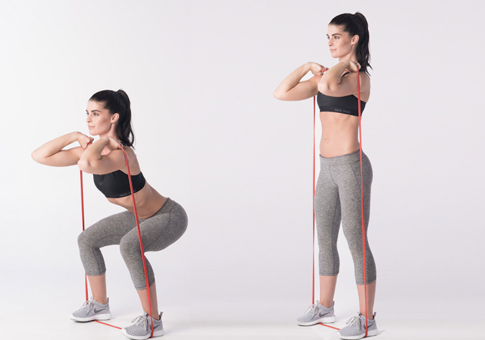 Powerband full body workout - squat stand