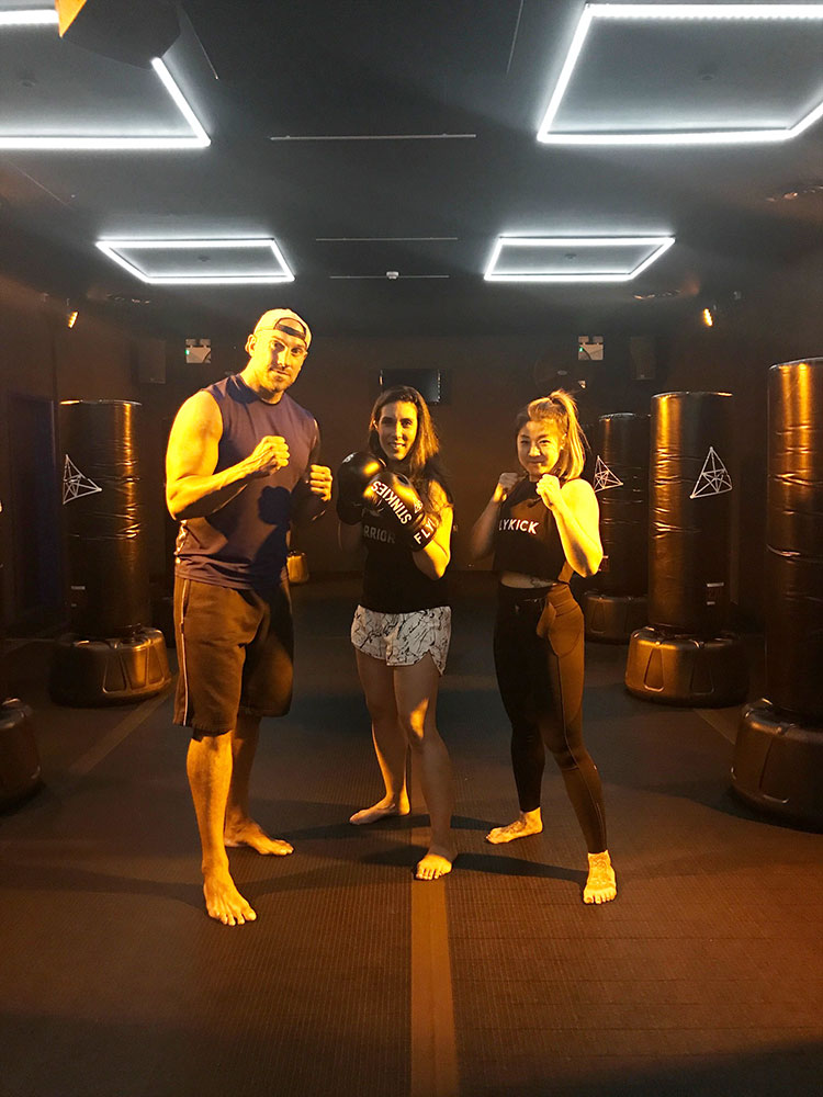 Flykick Kickboxing review - Tony, Amanda and Eliza Flynn