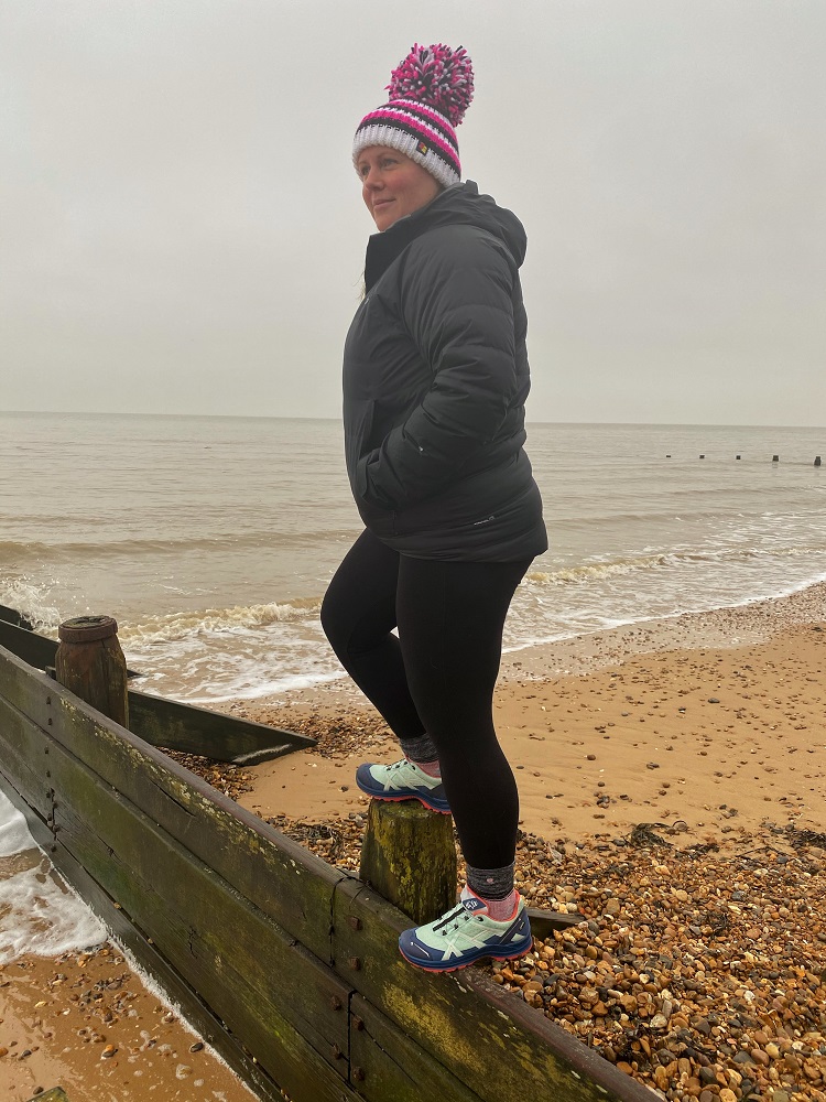HLL Reviewer Lisa in her Haix Black Eagle Adventure shoes